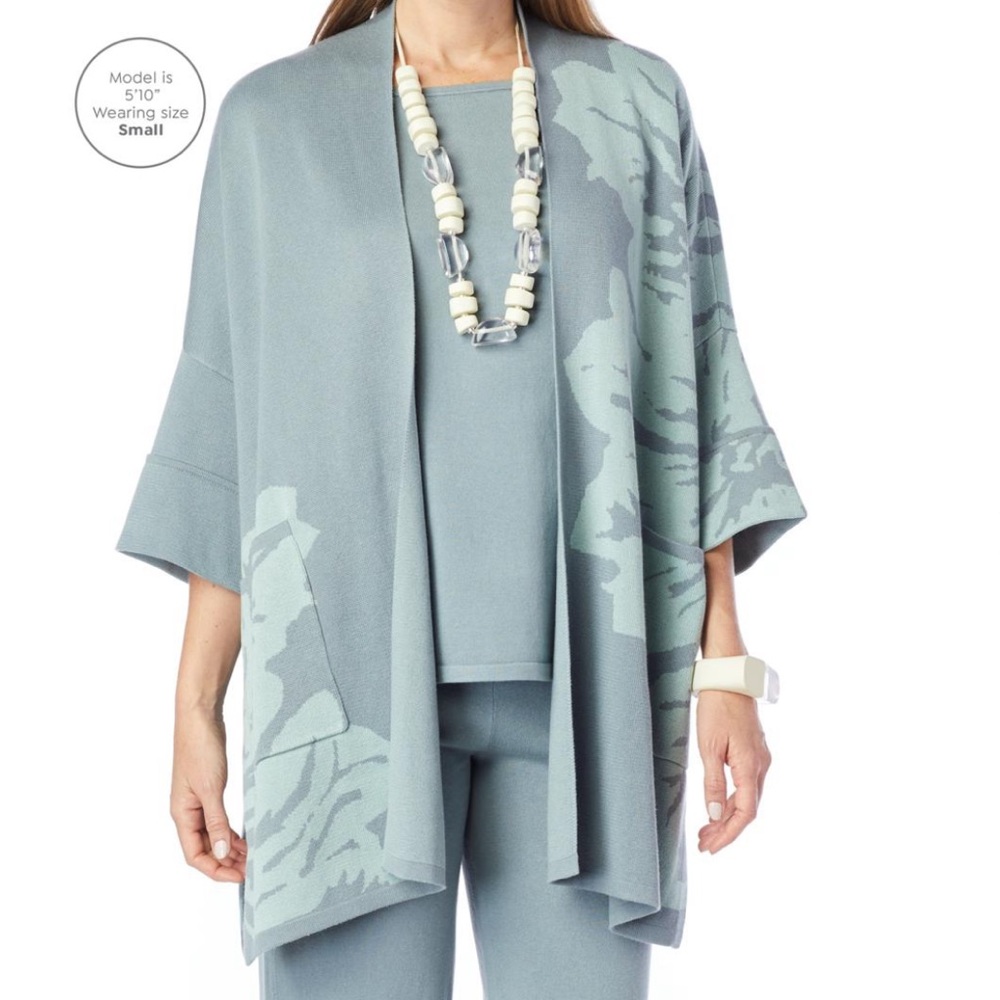 NWOT ⭐️Marla Wynne⭐️ WynneLayers Jacquard Knit Kimono Drama Topper